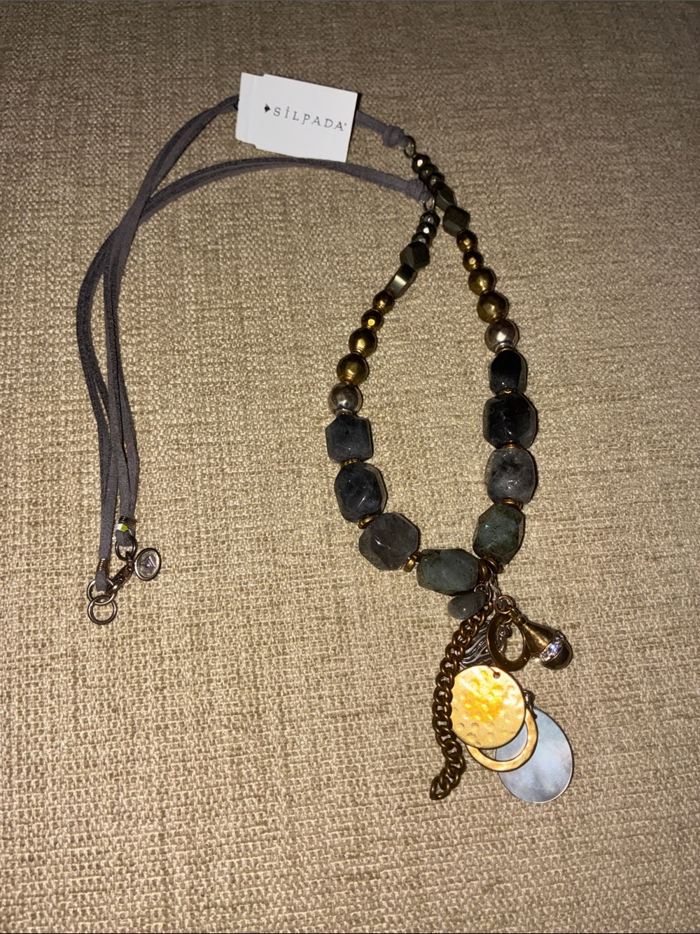 NWT Silpada Ethereal Green and Gold Mixed-Metal Pendant Necklace